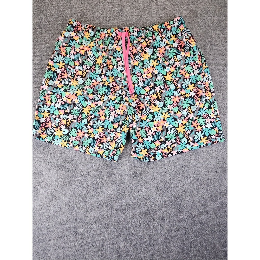 Chubbies Mens XXL Floral Toucan Swim Trunks 7" Inseam Drawstring Mesh Lined 1681